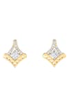 Divine Solitaires_Yellow Diamond 18kt Gold Abstract Cutwork Embellished Earrings _Online_at_Aza_Fashions