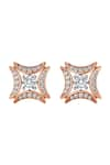 Divine Solitaires_Rose Gold Diamond 18kt Abstract Cutwork Embellished Earrings _Online_at_Aza_Fashions