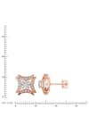 Buy_Divine Solitaires_Rose Gold Diamond 18kt Abstract Cutwork Embellished Earrings _Online_at_Aza_Fashions