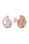 Buy_Divine Solitaires_Rose Gold Diamond 18kt Leaf Cutwork Earrings _at_Aza_Fashions