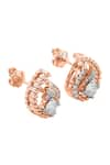 Shop_Divine Solitaires_Rose Gold Diamond 18kt Leaf Cutwork Earrings _at_Aza_Fashions