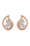 Divine Solitaires_Rose Gold Diamond 18kt Leaf Cutwork Earrings _Online_at_Aza_Fashions