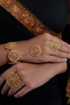 Buy_Totapari_Gold Plated Stone Heera Panna Embellished Hathphool _at_Aza_Fashions