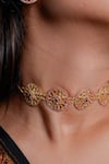 Shop_Totapari_Gold Plated Stone Heera Panna Chain Choker _at_Aza_Fashions