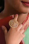 Buy_Totapari_Gold Plated Stone Heera Panna Floral Ring _at_Aza_Fashions