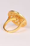 Totapari_Gold Plated Stone Heera Panna Sphere Ring _Online_at_Aza_Fashions