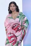 Buy_Pria Kataria Puri_Pink Satin Print Tulip Blossom Wavy Neck Kaftan 