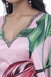 Shop_Pria Kataria Puri_Pink Satin Print Tulip Blossom Wavy Neck Kaftan 