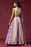 Shop_Two Sisters By Gyans_Purple Georgette Embroidery Sequin V Neck Panelled Lehenga Set _at_Aza_Fashions