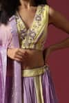 Shop_Two Sisters By Gyans_Purple Georgette Embroidery Sequin V Neck Panelled Lehenga Set 