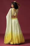 Shop_Two Sisters By Gyans_Yellow Crepe Silk Embroidery Sequin V Neck Ombre Placement Lehenga Set _at_Aza_Fashions