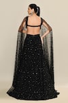 Shop_Kalighata_Black Organza Embellished Floral Plunge Neck Sequin Side Cut Out Gown _at_Aza_Fashions