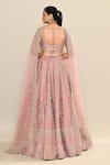 Shop_Kalighata_Pink Raw Silk Hand Embroidery Floral Sweetheart Margarette Bridal Lehenga Set _at_Aza_Fashions