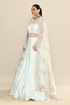 Kalighata_Blue Silk Embroidery Floral Round Neck Ginger Sheer Gown With Dupatta _at_Aza_Fashions