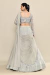 Shop_Kalighata_Grey Organza Embroidery Floral Scoop Luua Draped Lehenga With Sequin Blouse _at_Aza_Fashions