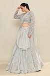 Shop_Kalighata_Grey Organza Embroidery Floral Scoop Luua Draped Lehenga With Sequin Blouse _Online_at_Aza_Fashions