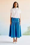 Buy_Echo By Tanya Arora_Blue Denim Plain Echo Skirt _at_Aza_Fashions