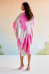 Shop_Echo By Tanya Arora_Pink Silk Printed Floral Boat Echo Garden Kaftan Dress _at_Aza_Fashions