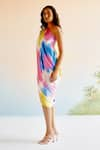 Echo By Tanya Arora_Multi Color Silk Printed Floral One Shoulder Echo Lagoon Dress _Online_at_Aza_Fashions