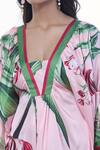 Shop_Pria Kataria Puri_Pink Satin Print Tulip Blossom V Neck Floral Kaftan 