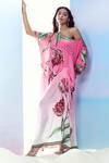 Shop_Pria Kataria Puri_Multi Color Crepe Print Tulip Blossom Boat Neck Kaftan _at_Aza_Fashions