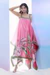 Buy_Pria Kataria Puri_Pink Silk Print Tulip Blossom Square Neck Ombre Dress _Online_at_Aza_Fashions