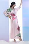 Shop_Pria Kataria Puri_Pink Satin Print Tulip Blossom Sweetheart Neck Floral Maxi Dress _at_Aza_Fashions