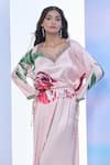 Pria Kataria Puri_Pink Satin Print Tulip Blossom Sweetheart Neck Floral Maxi Dress _at_Aza_Fashions