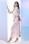 Pria Kataria Puri_Pink Satin Print Tulip Blossom Sweetheart Neck Floral Maxi Dress _Online