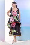 Buy_Pria Kataria Puri_Black Silk Print Tulip Blossom Square Neck Long Top With Skirt 