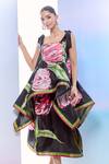 Buy_Pria Kataria Puri_Black Silk Print Tulip Blossom Square Neck Long Top With Skirt _Online