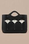 Buy_Ampm_Black Embroidery Zora Blossom Tote Bag With Detachable Pouch _Online