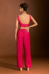 Shop_Meghna shah_Pink Pure Mul Silk Embroidered Thread Scoop Foliage Blouse Ombre Pant Set _at_Aza_Fashions