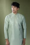 RNG Safawala_Green Cotton Silk Embroidered Thread Kurta With Pant _at_Aza_Fashions