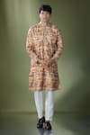 Buy_RNG Safawala_Beige Cotton Silk Printed Tribal Kurta With Pant _at_Aza_Fashions