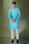 Buy_RNG Safawala_Blue Cotton Printed Ikat Kurta With Pant _at_Aza_Fashions