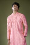 RNG Safawala_Pink Cotton Printed Ikat Kurta And Pant Set _Online_at_Aza_Fashions