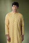 RNG Safawala_Yellow Cotton Printed Paisley Kurta And Pant Set _Online_at_Aza_Fashions