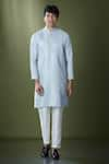 Buy_RNG Safawala_Blue Cotton Silk Embroidered Sequin Thread Straight Kurta With Pant 