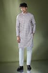 Buy_RNG Safawala_White Cotton Printed Chevron Kurta With Pant _at_Aza_Fashions