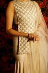 Shop_HOUSE OF TA-YA_Off White Kurta And Gharara Chanderi Embroidery Zardozi Round Set _Online_at_Aza_Fashions