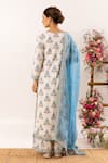 Shop_Rivaaj Clothing_Blue Cotton Handblock Print Peony V Neck Nayab Iris Kurta And Palazzo Pant Set _at_Aza_Fashions