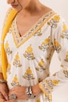 Buy_Rivaaj Clothing_Yellow Cotton Handblock Print Blossom V Neck Nayab Kurta And Palazzo Pant Set 