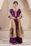 Buy_Rivaaj Clothing_Purple Modal Silk Embroidery Fleur Round Neck Gulnaz Buti Kurta Sharara Set _at_Aza_Fashions