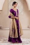 Rivaaj Clothing_Purple Modal Silk Embroidery Fleur Round Neck Gulnaz Buti Kurta Sharara Set _Online_at_Aza_Fashions