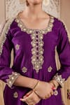 Rivaaj Clothing_Purple Modal Silk Embroidery Fleur Round Neck Gulnaz Buti Kurta Sharara Set _at_Aza_Fashions