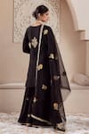 Shop_Rivaaj Clothing_Black Modal Silk Embroidery Musk Bloom Round Gulnaz Buti Kurta Sharara Set _at_Aza_Fashions