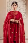 Buy_Rivaaj Clothing_Maroon Modal Silk Embroidery Floret Motif Round Gulnaz Buti Kurta Sharara Set _Online_at_Aza_Fashions