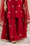 Buy_Rivaaj Clothing_Maroon Modal Silk Embroidery Floret Motif Round Gulnaz Buti Kurta Sharara Set 