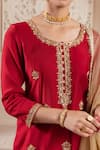 Buy_Rivaaj Clothing_Maroon Modal Silk Embroidery Bullian Blossom Gulnaz Buti Kurta Sharara Set 